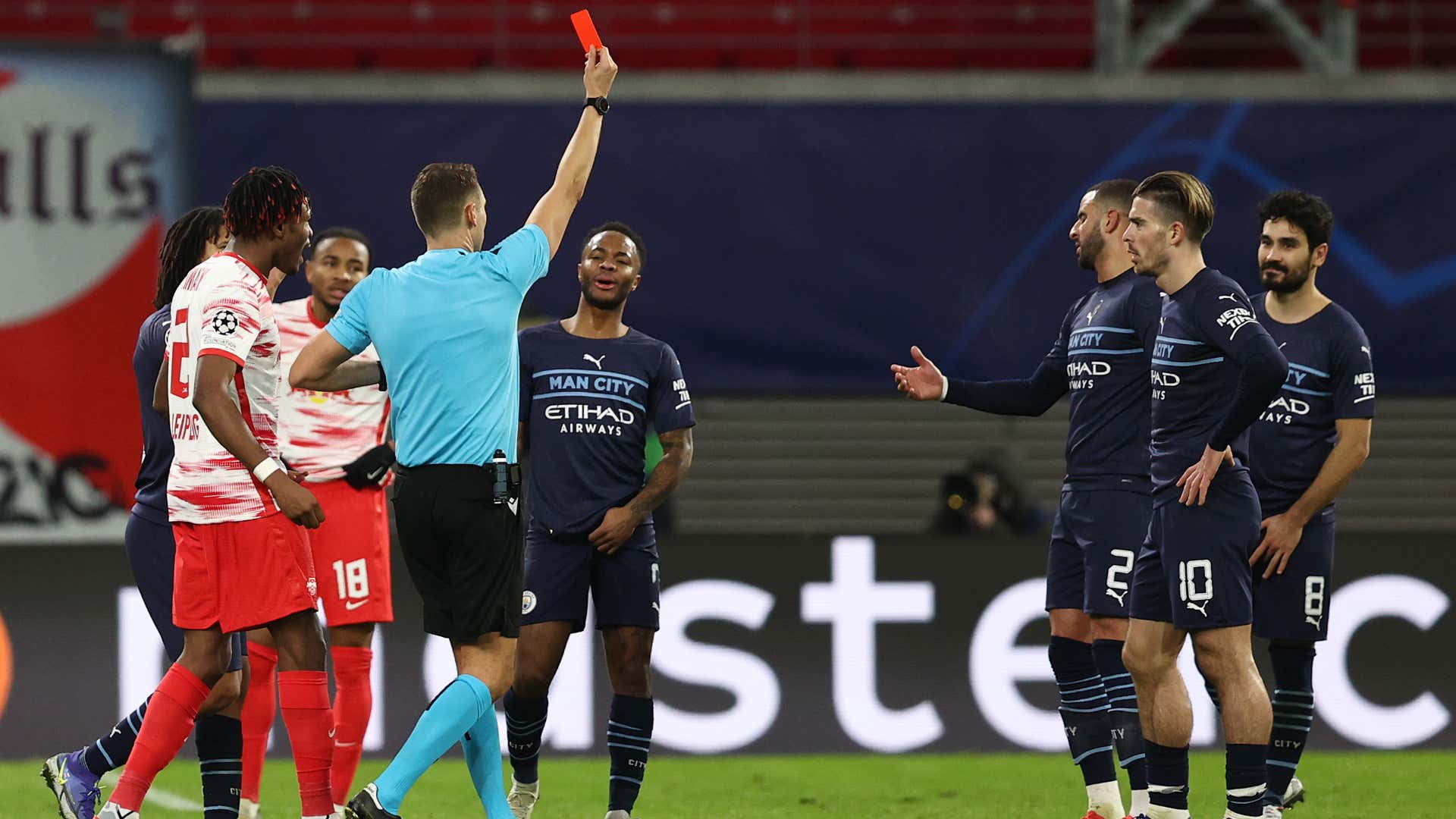 Kyle Walker red card, RB Leipzig vs Man City 2021-22
