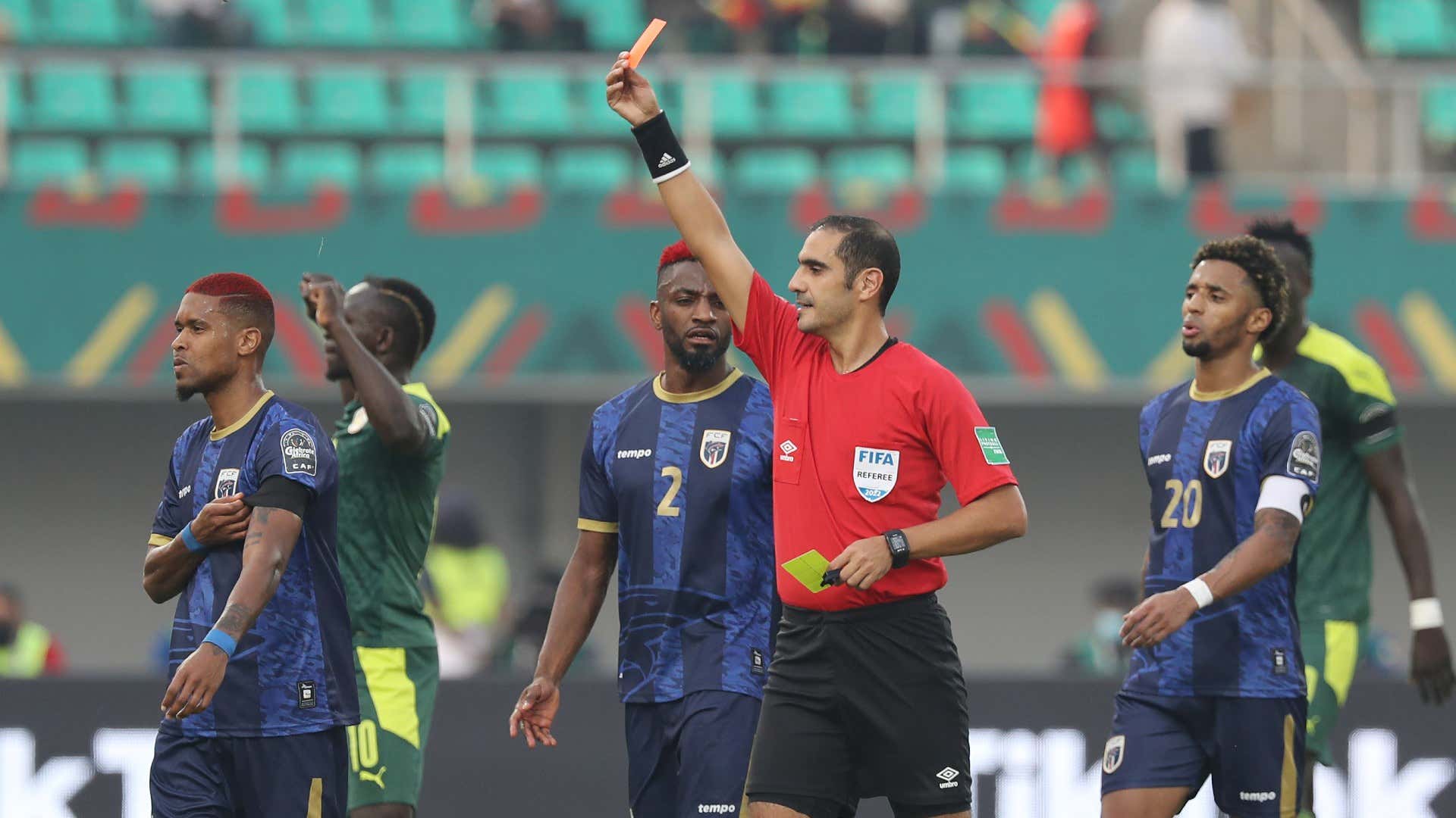 Referee sends off Erickson Patrick Andrade, Senegal vs Cape Verde Afcon 2021