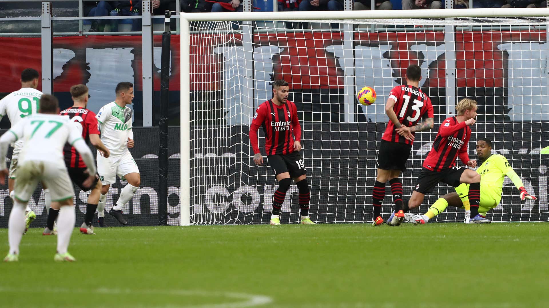 Milan Sassuolo Kjaer own goal