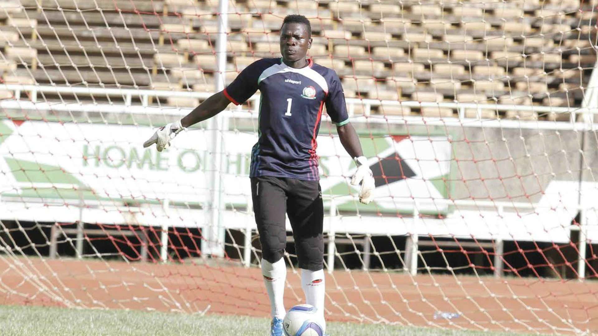 Goalkeeper Patrick Matasi trains for the first time with Harambee Stars