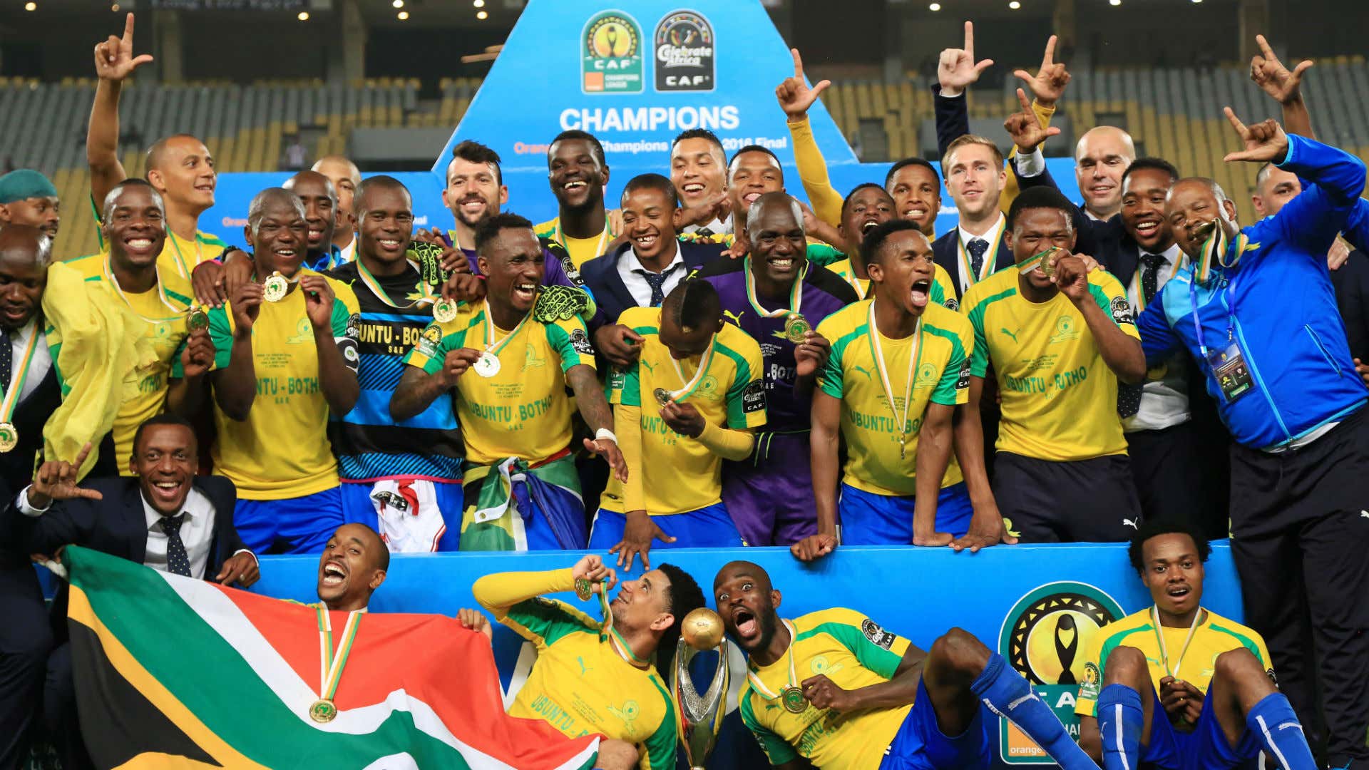 Mamelodi Sundowns celebrate winning Caf Champions League