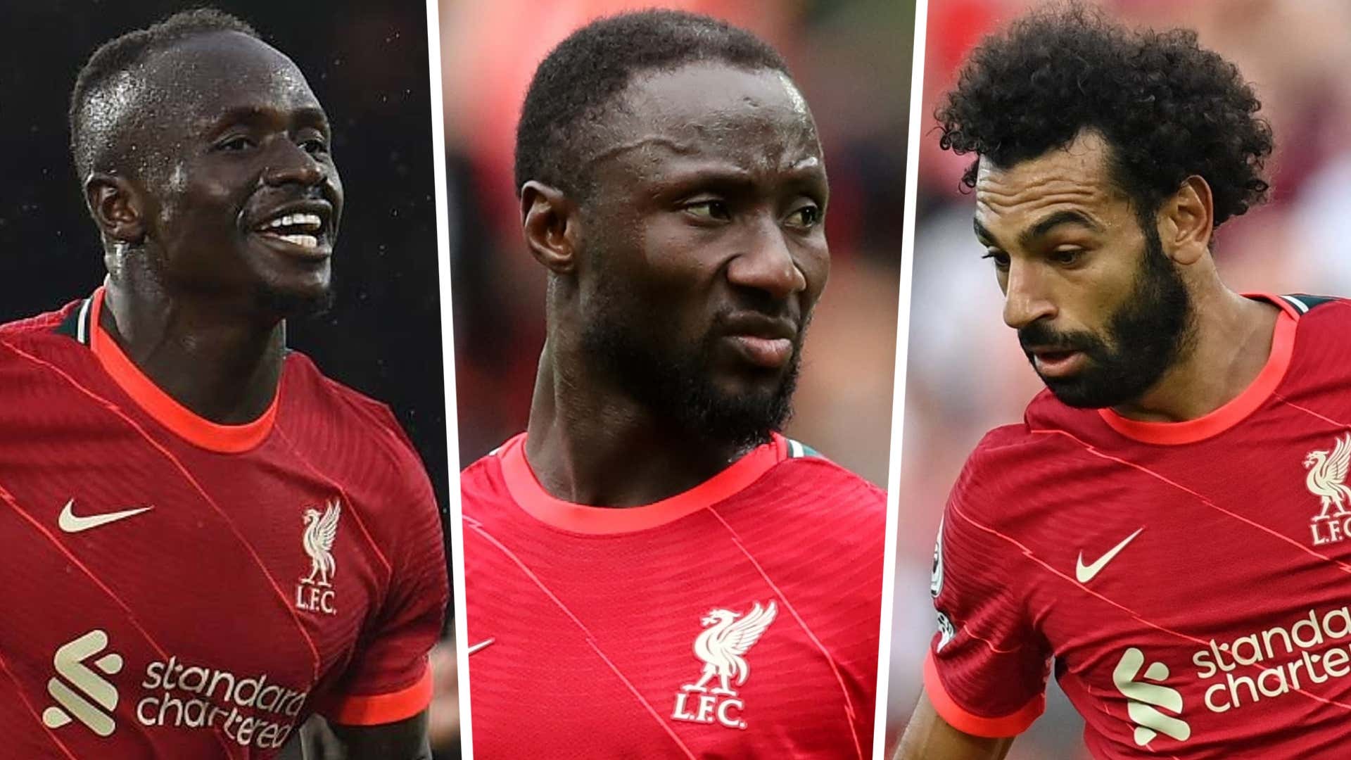 Mohamed Salah, Sadio Mane and Naby Keita of Liverpool.
