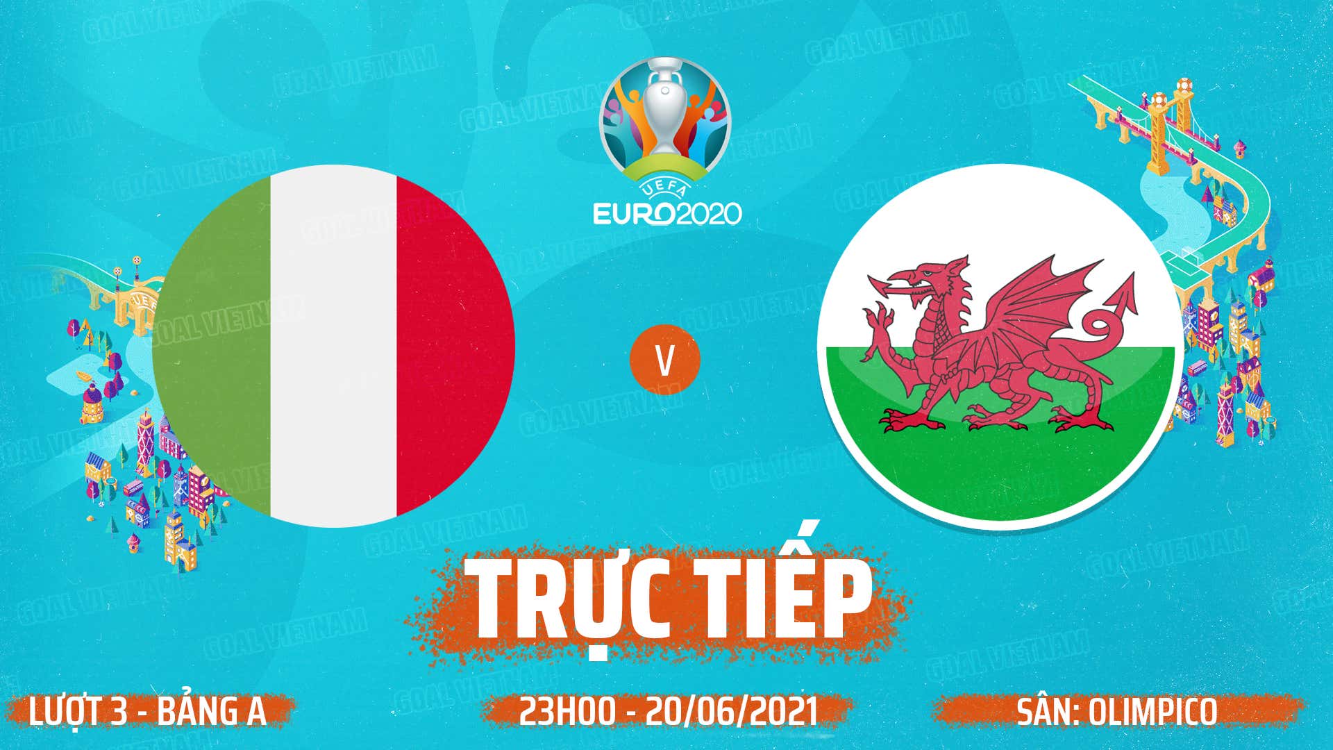Live Italy vs Wales Euro 2020 GFX