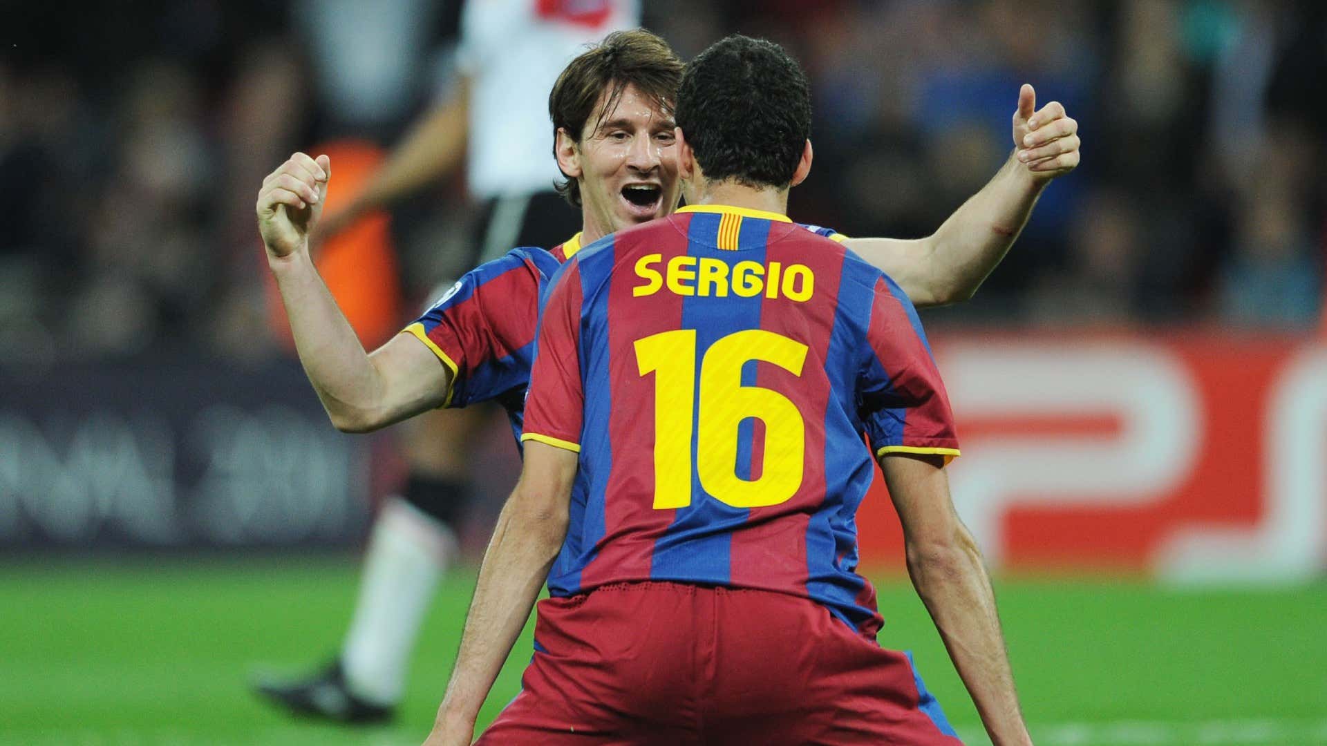 Lionel Messi Sergio Busquets Barcelona Champions League