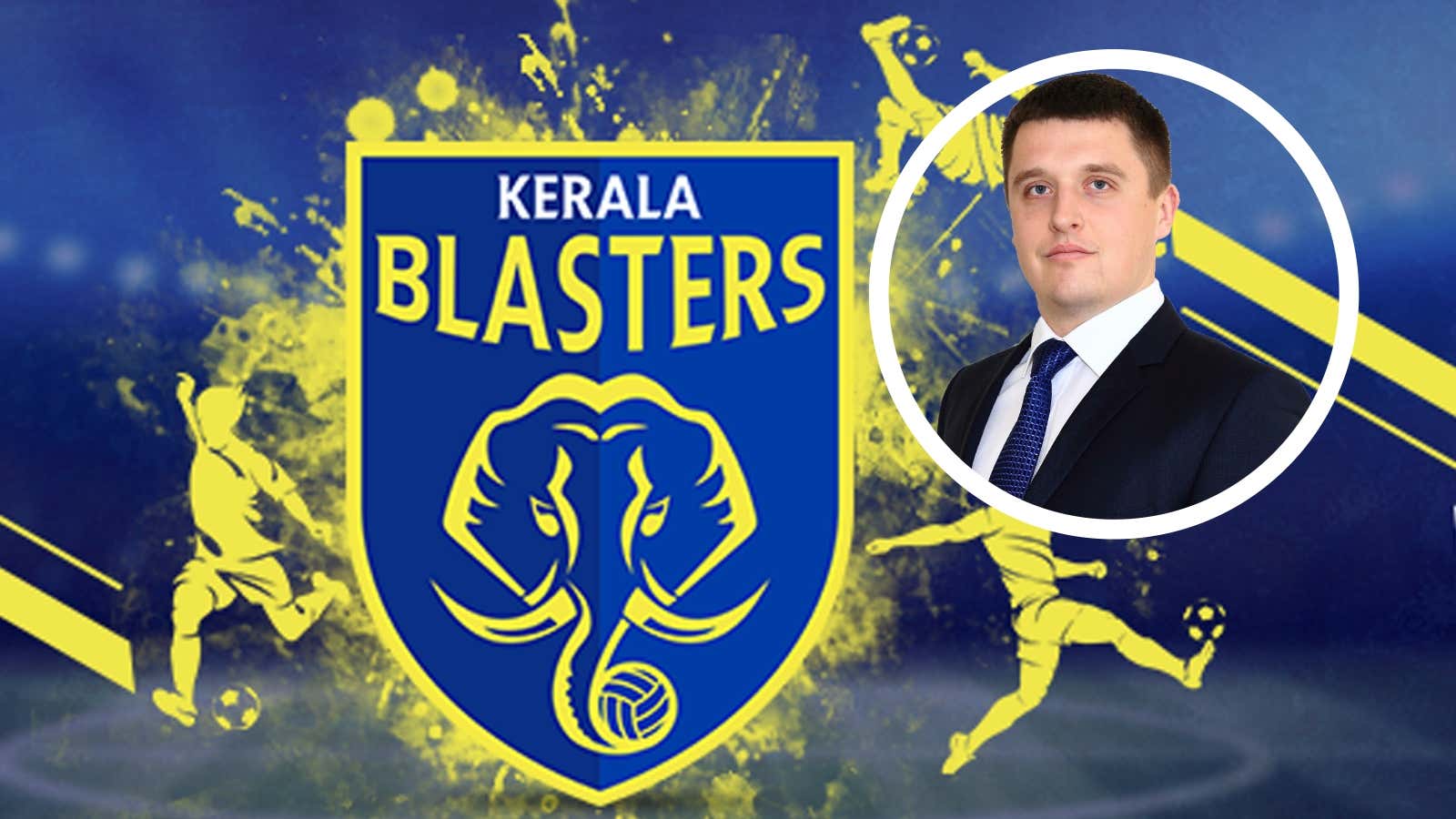 Kerala Blasters logo with Karolis Skinkys Overlay