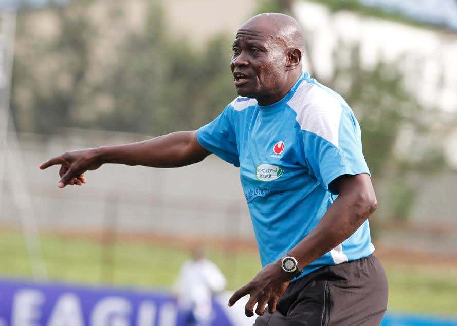 Muhoroni Youth coach Paul Nkata looked a worried man throughout the match