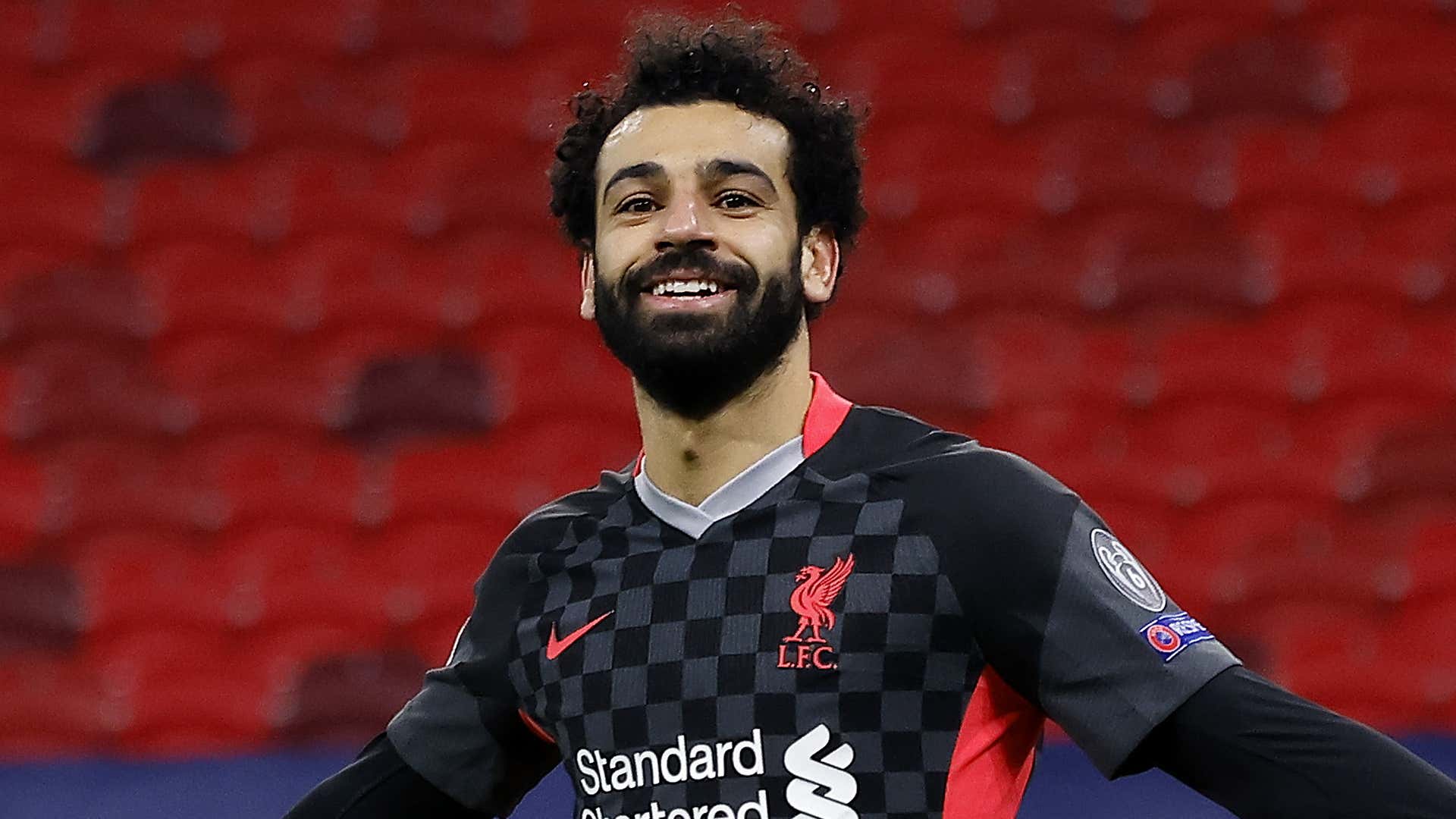 Liverpool's Mohamed Salah celebrates vs RB Leipzig, Champions League 2020-21