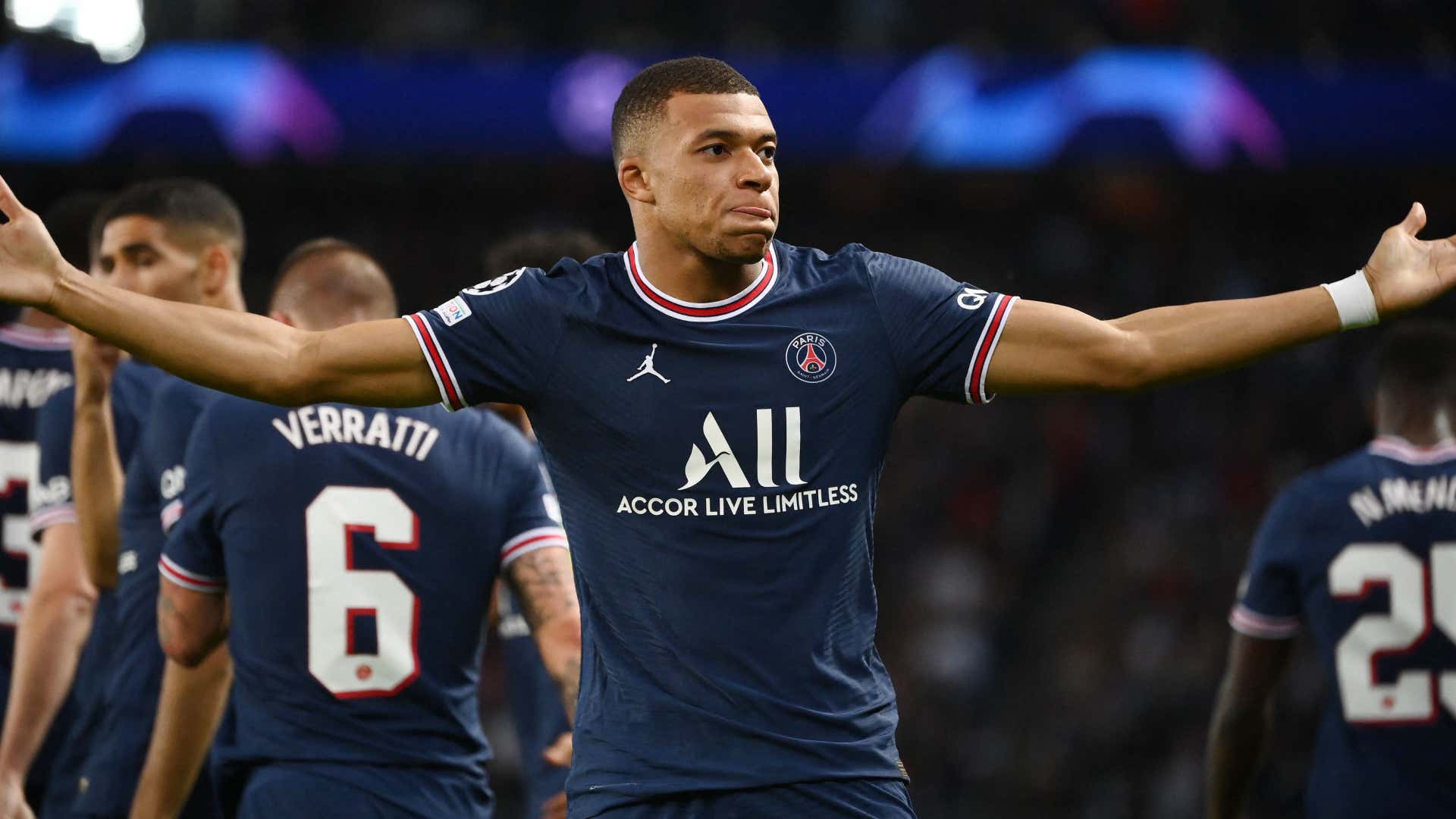 Kylian Mbappé célébration PSG-Leipzig