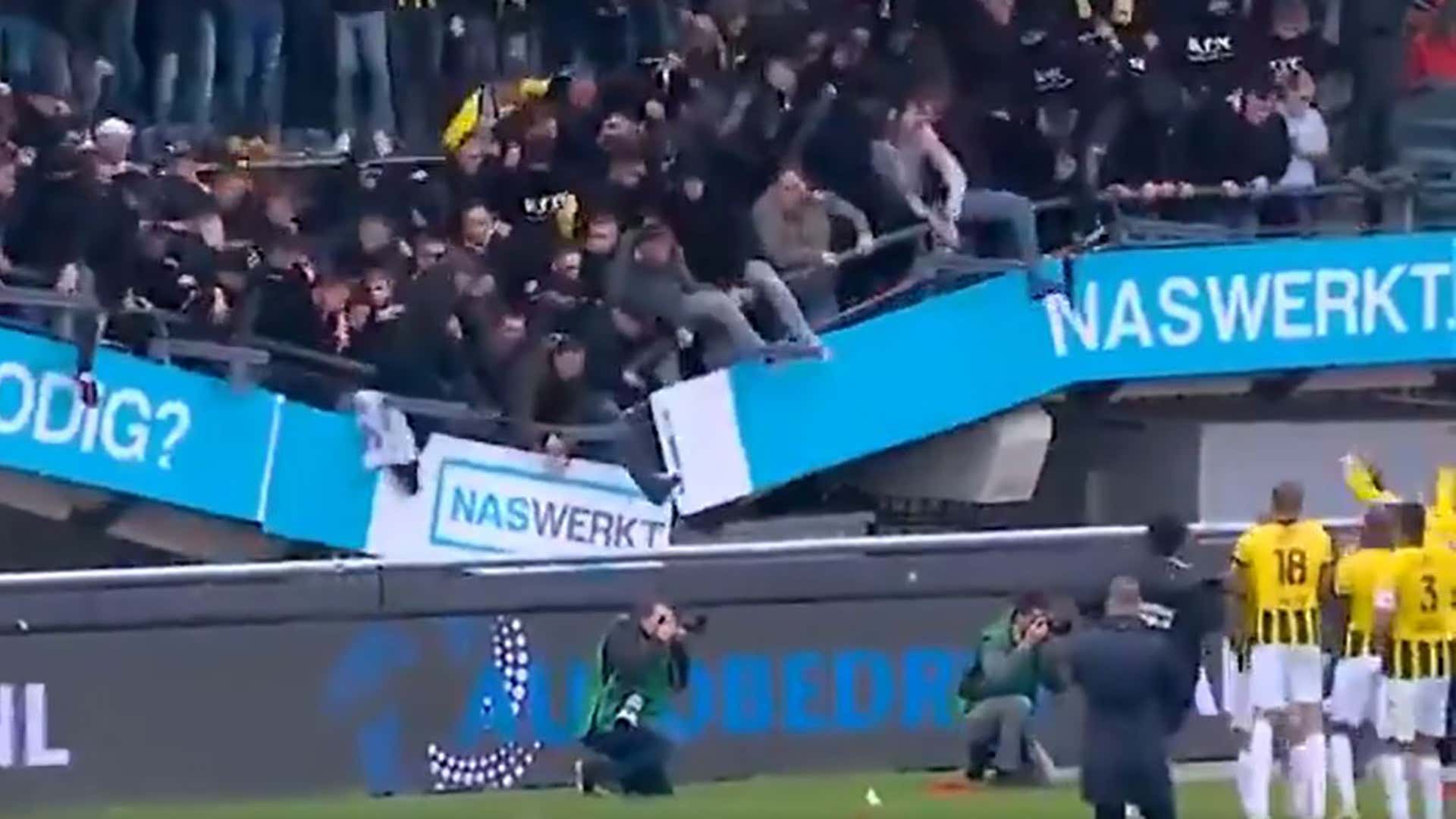 Stand collapses as Vitesse fans celebrate win