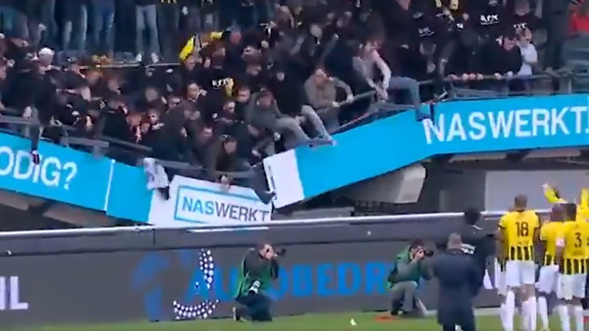 stand collapses as vitesse fans celebrate derby win against nec goal com