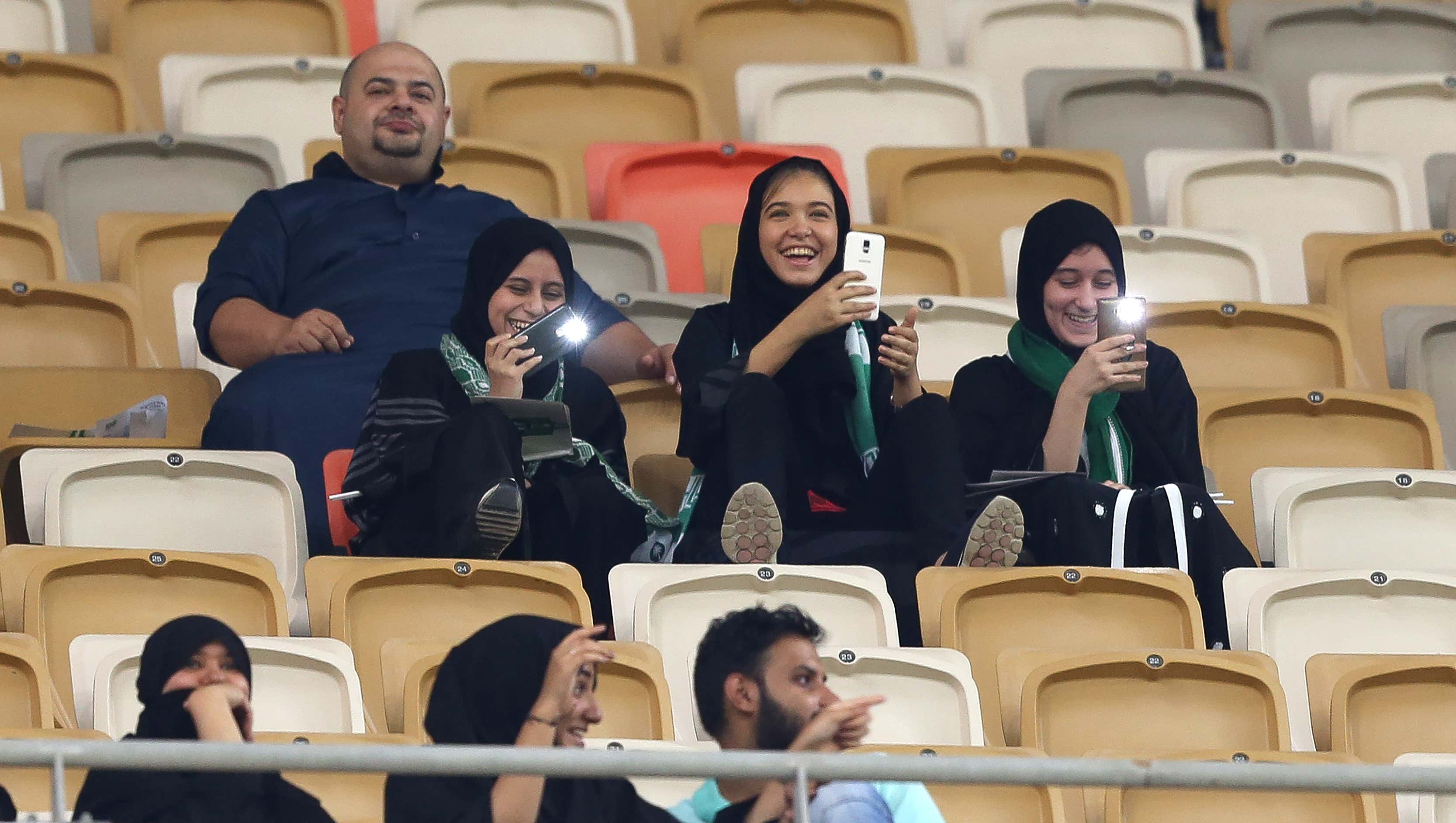 Saudi Arabian women attend football match