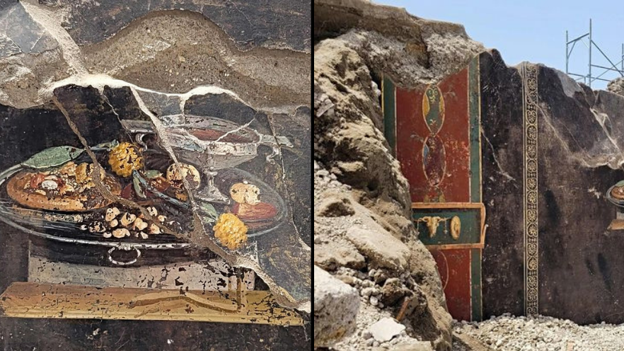 Archaeologists discover 'pizza' in 2,000-year-old painting years before ingredients were used