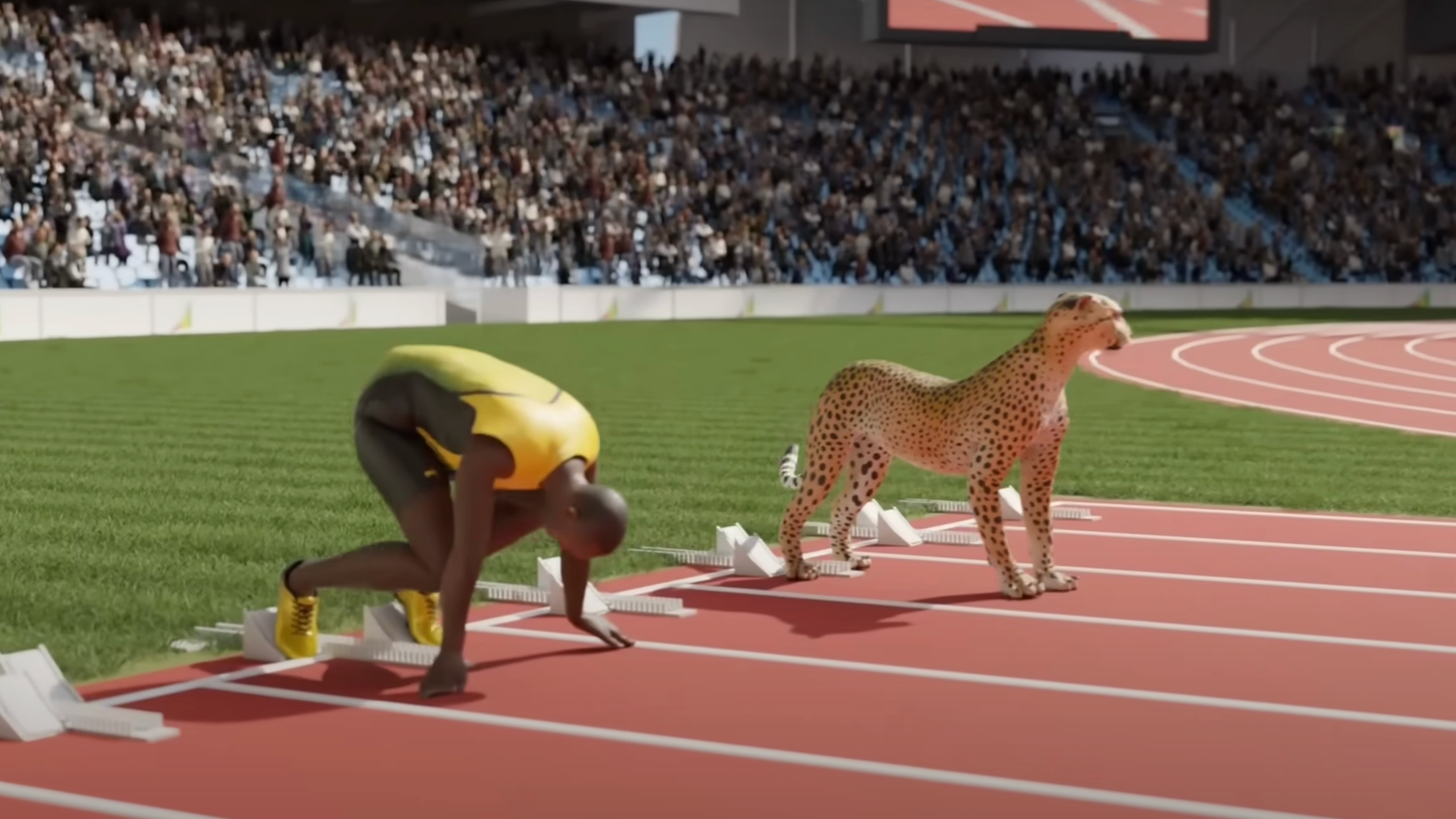 Incredible footage shows Usain Bolt running against group of normal people  and it really shows the difference, image size:2576x1449