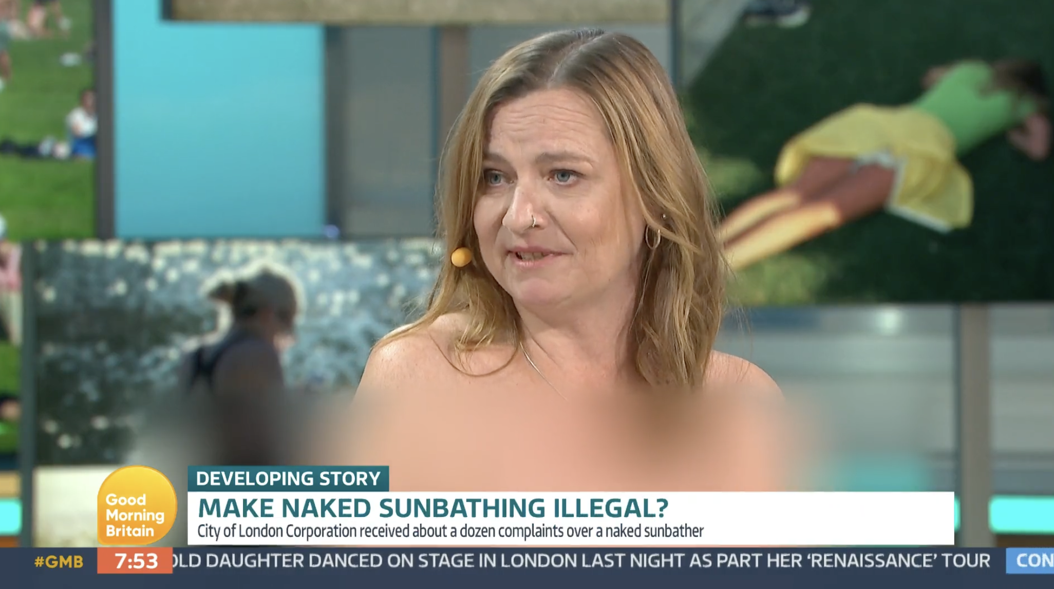 Woman appears on GMB completely naked in argument over nude sunbathing in  parks