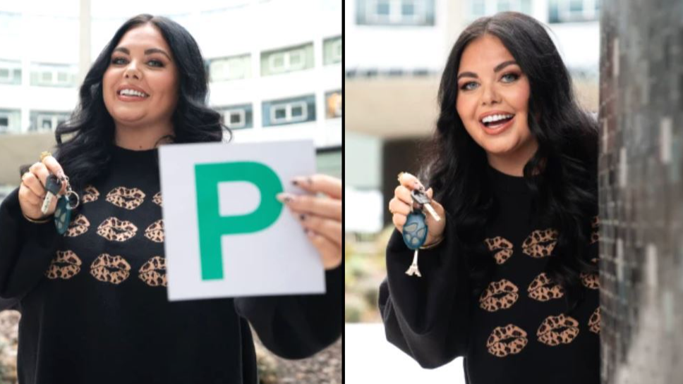 Scarlett Moffatt celebrates after passing driving test on 14th attempt