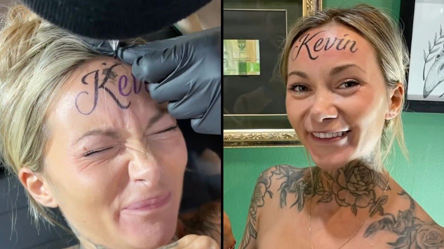 Another woman got a forehead tattoo of her boyfriend's name — but revealed  it was for clout