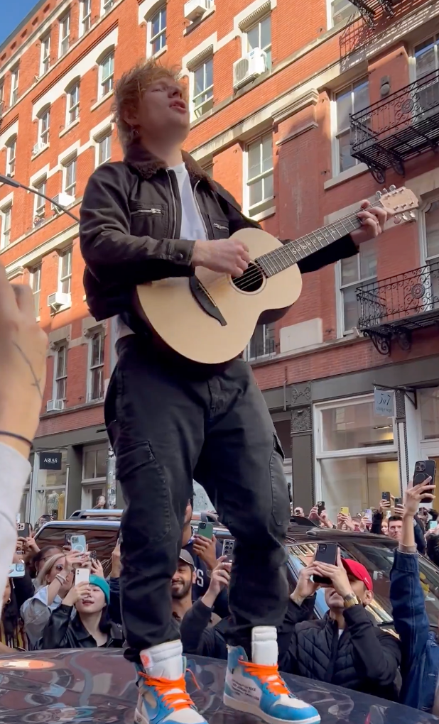 Ed Sheeran celebrates trial win with surprise street concert in New York