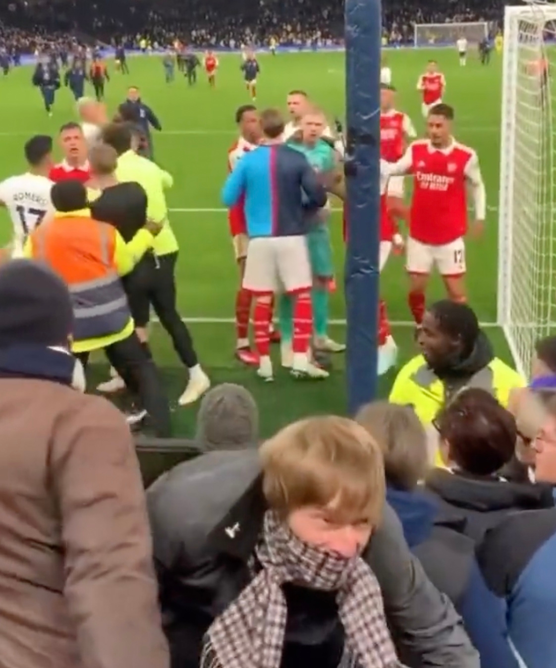 Tottenham fan aims kick at Arsenal goalkeeper Aaron Ramsdale