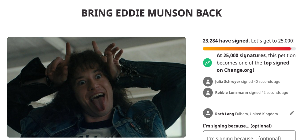 Fans Start Petition to Bring Back Eddie Munson for 'Stranger