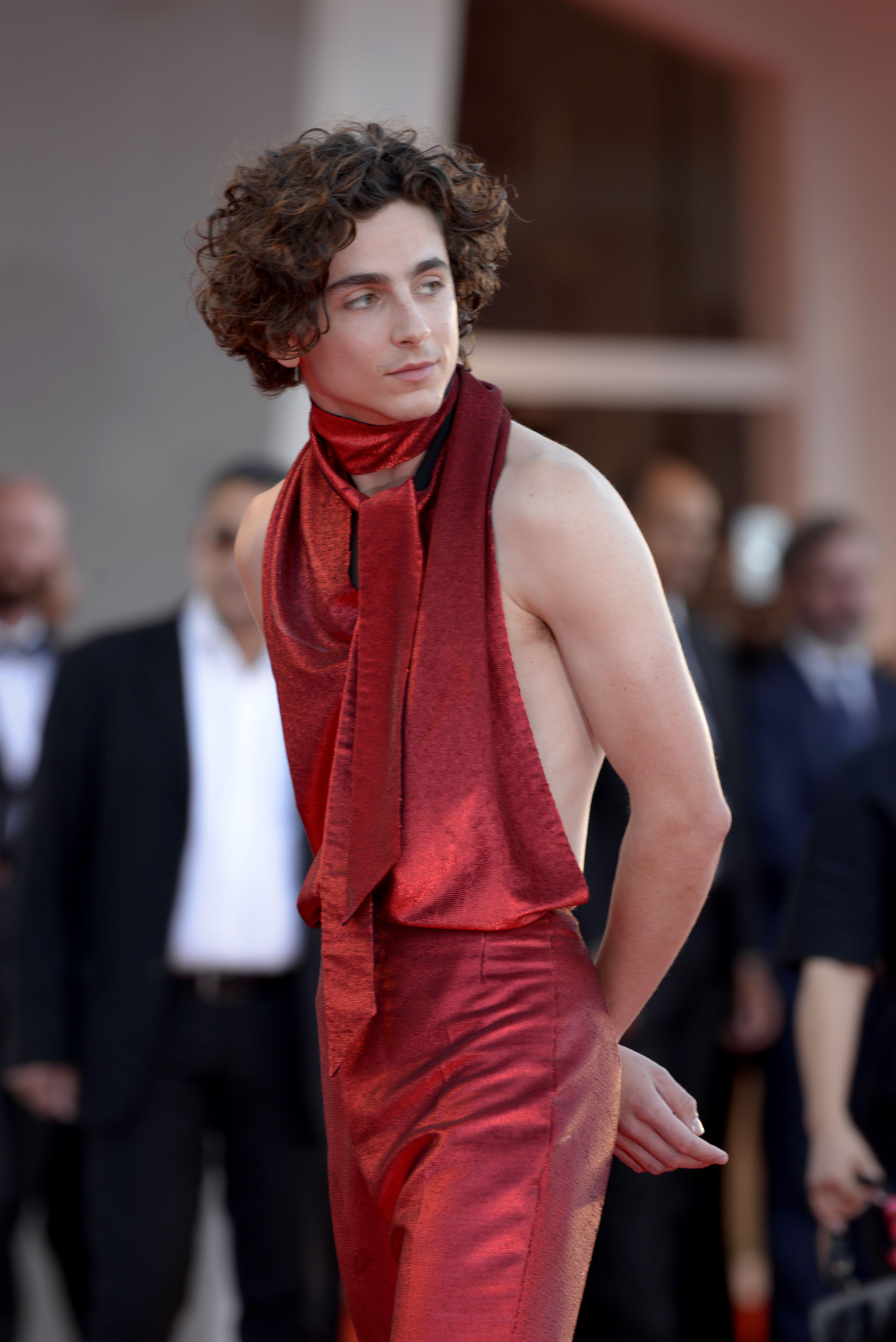 Timothée Chalamet Wore a Shimmery Halter Top to the 'Bones And All