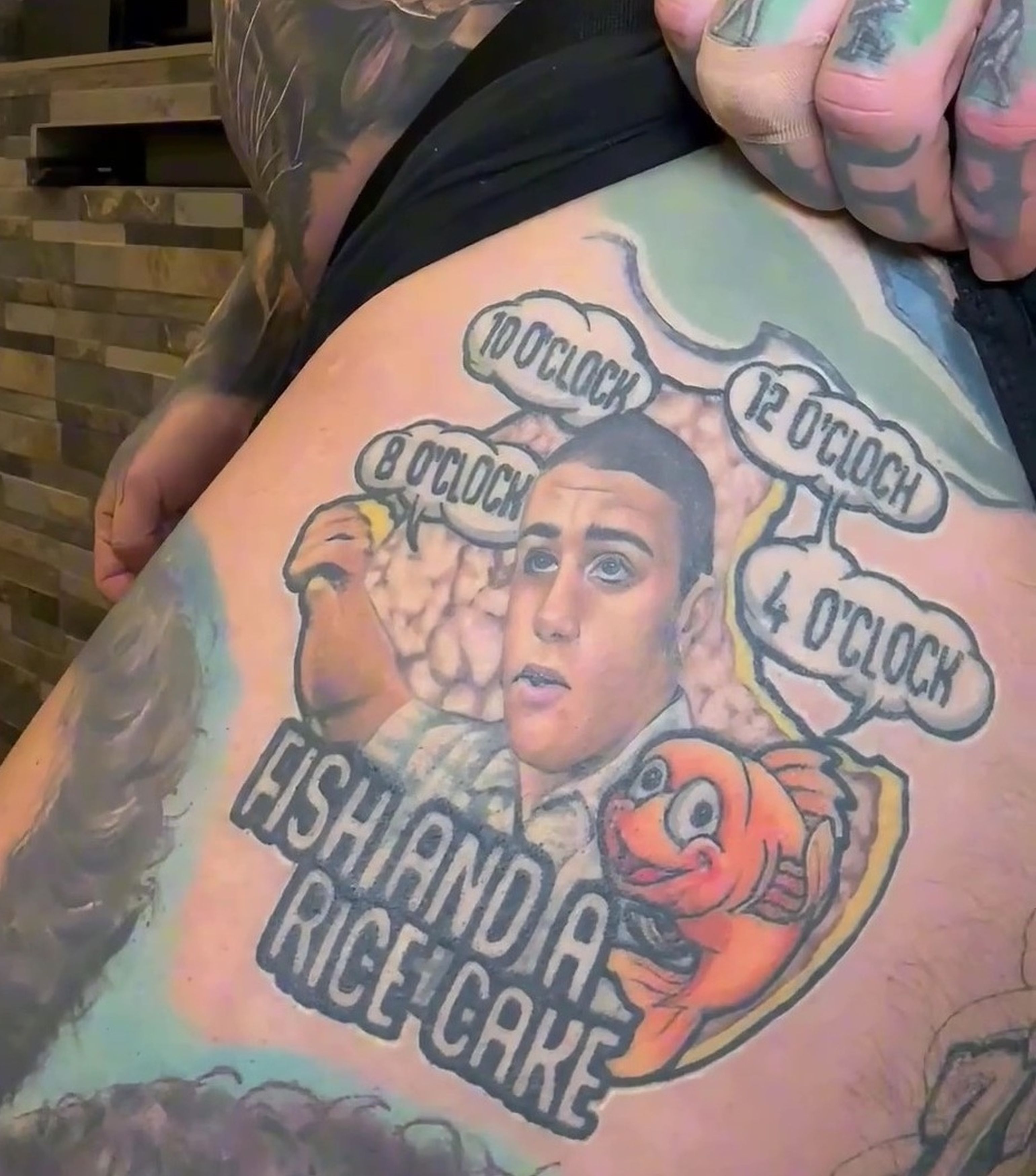 Man Eats Fish And Rice Cakes