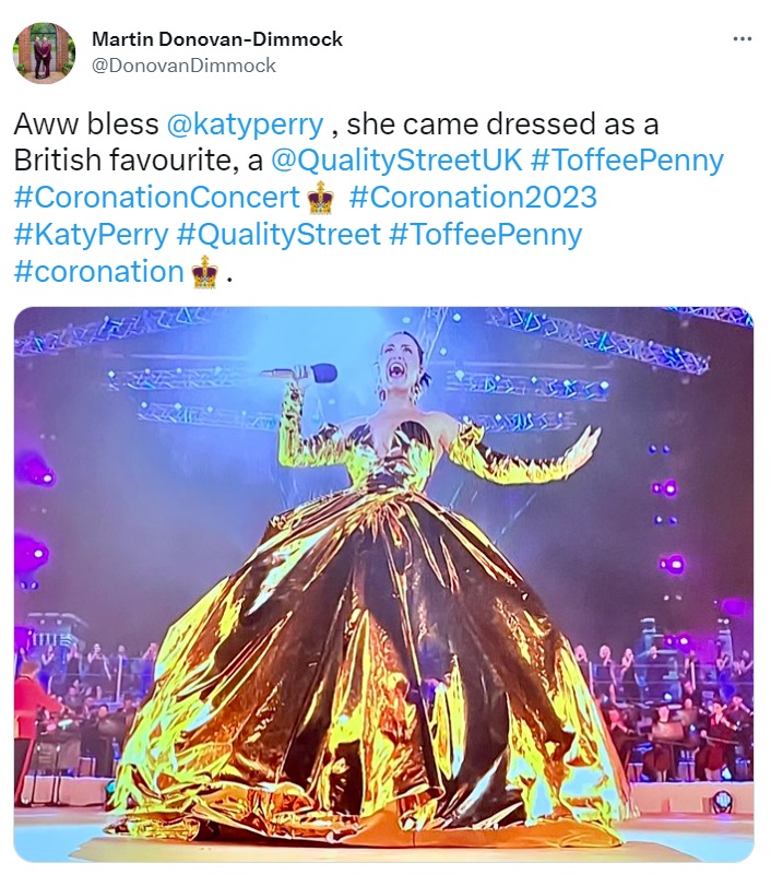 Coronation concert viewers say they're hungry for Quality Street after  watching Katy Perry's performance