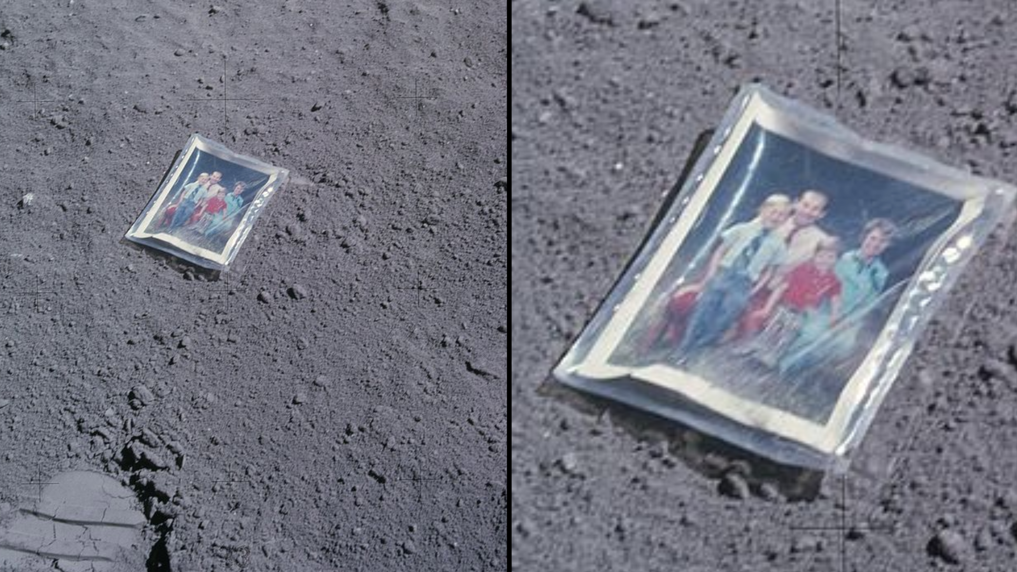 Clear photo of family has been left on moon for 50 years with a message for  whoever finds it
