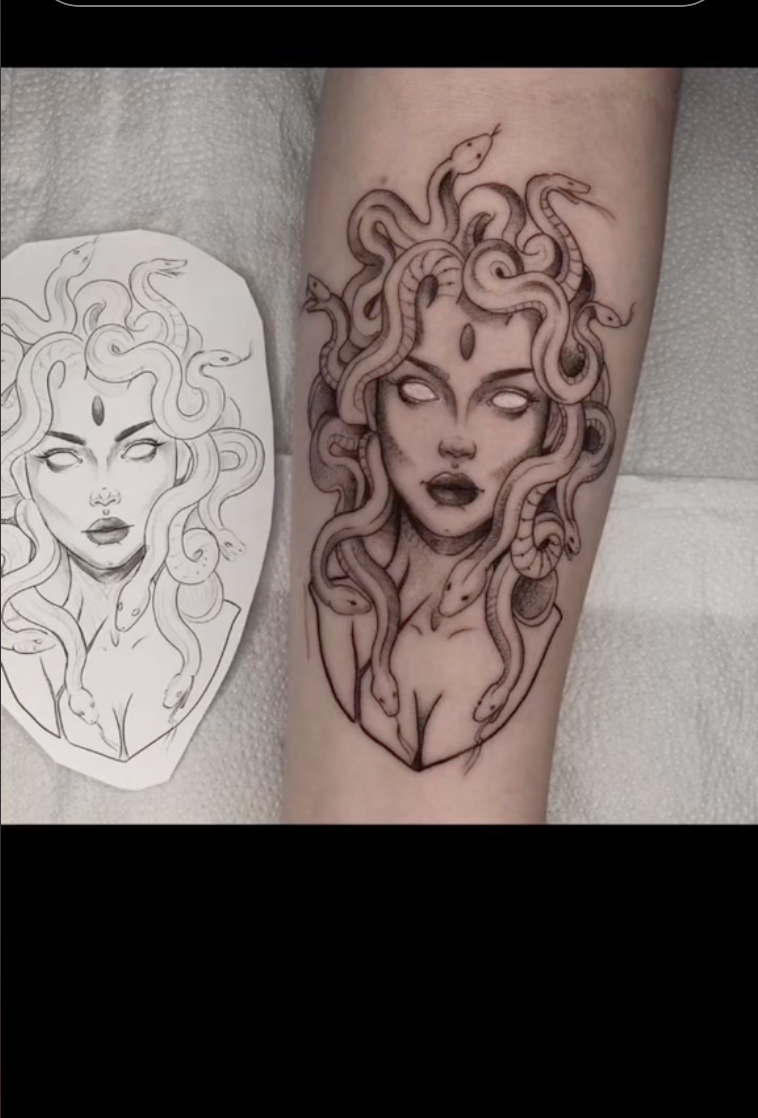 Super fun little forearm custom medusa. #medusa #fineline #tattoo . . . # tattoos #tattoostyle #tattooartist #blackwork #ink #inked… | Instagram