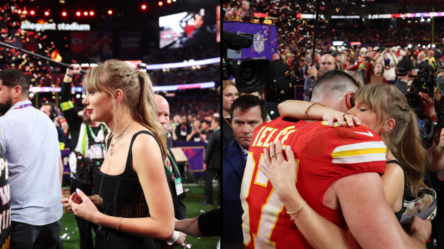 Travis Kelce and Taylor Swift's on field hug is 'completely