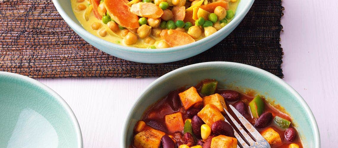 Rezept für eine gesunde und ausgewogene Ernährung bei Schuppenflechte: Süßkartoffel-Linsen-Curry Kichererbsen-Curry