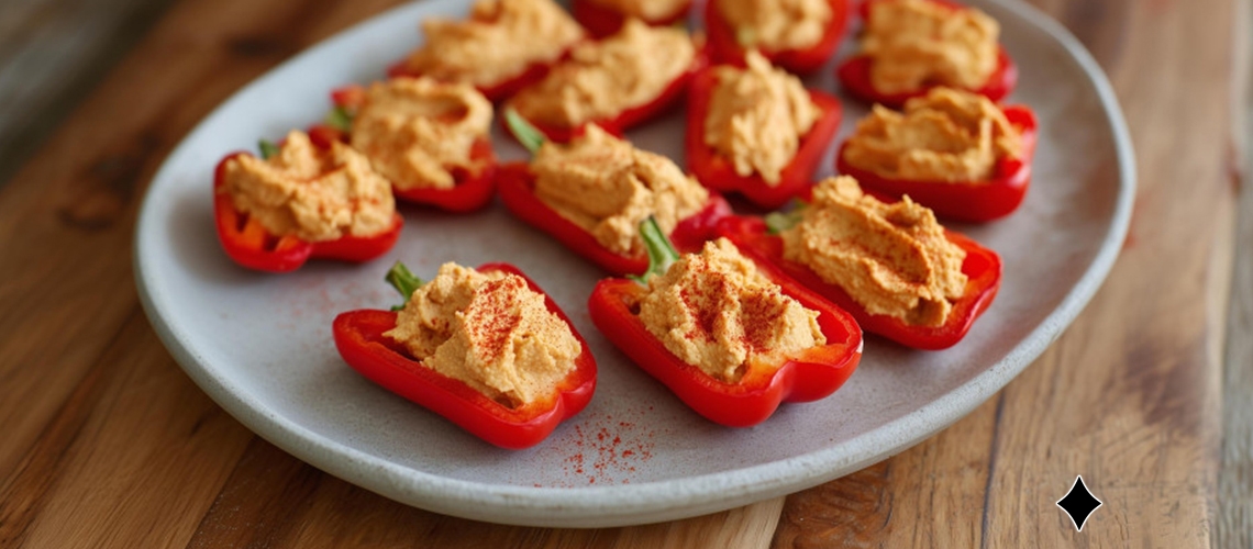 Mini-Paprika gefüllt mit Hummus