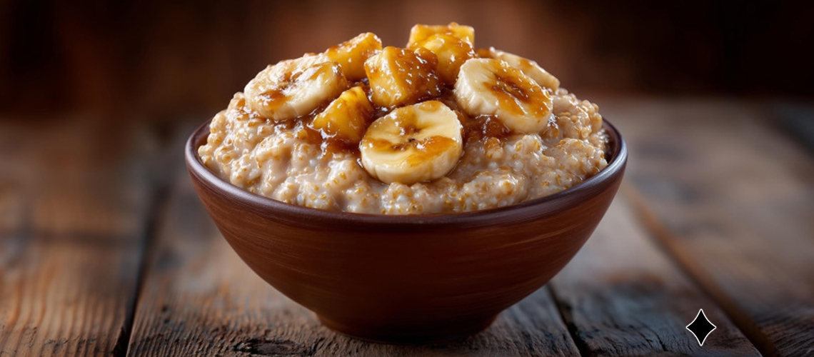 Warme Hirse mit karamellisiertem Obst