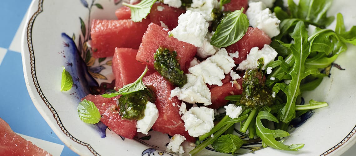 Rezept bei Schuppenflechte: Wassermelonen-Feta-Salat
