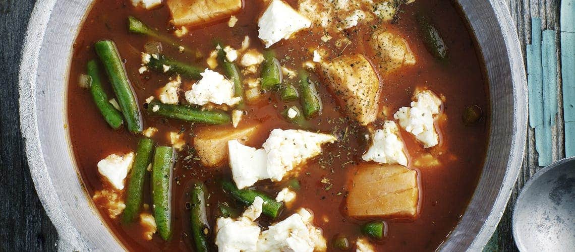 Rezept für eine gesunde und ausgewogene Ernährung bei Schuppenflechte: Lachseintopf mit Bohnen Lachseintopf mit Bohnen