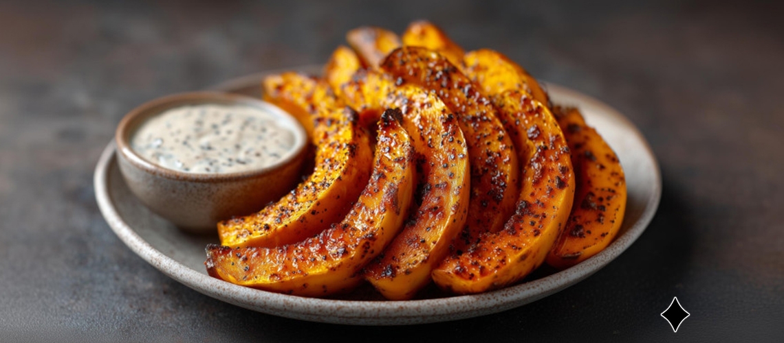 Gerösteter Kürbis mit Tahini-Dip