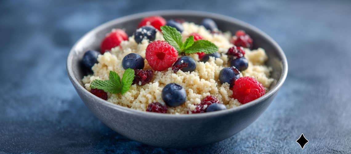114_Suesser_Couscous_mit_Mandeln_und_Beeren Süßer Couscous mit Mandeln und Beeren