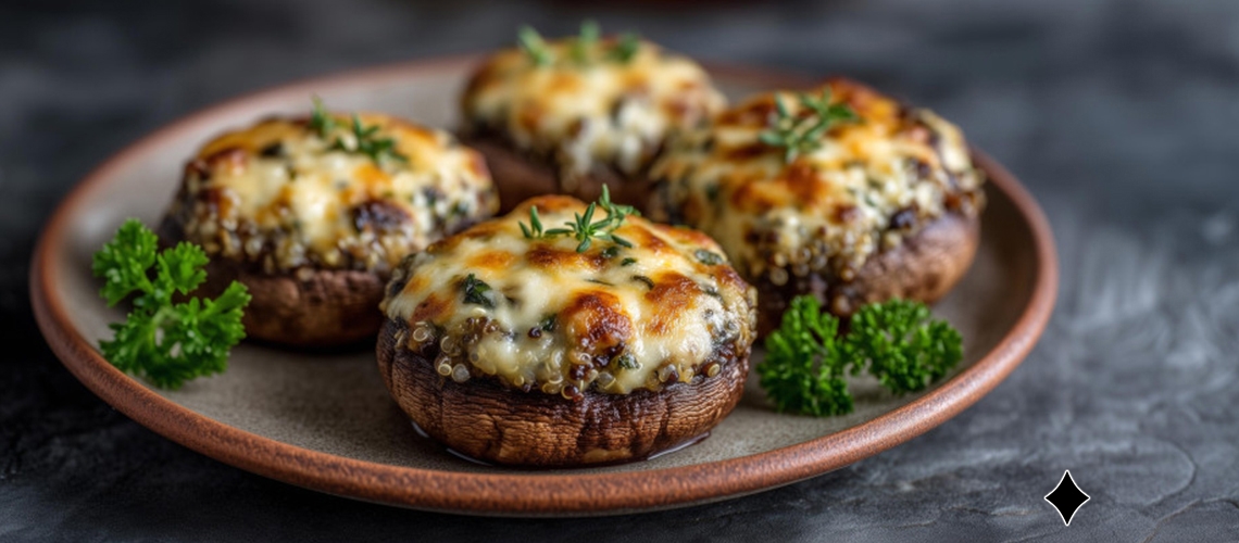 Gefüllte Champignons mit Kräutern und Quinoa