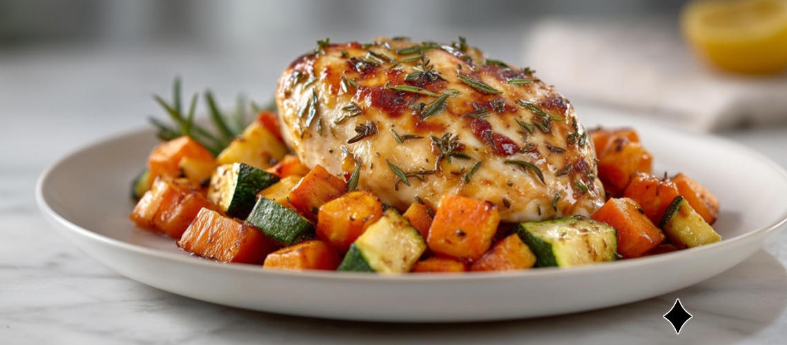 Zitronen-Kräuter-Hühnchen mit Ofengemüse