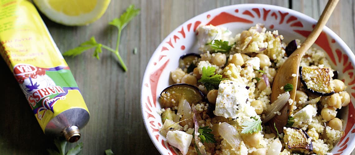 Auberginen-Couscous-Pfanne mit Feta: Anti-Inflammatorische Kochidee