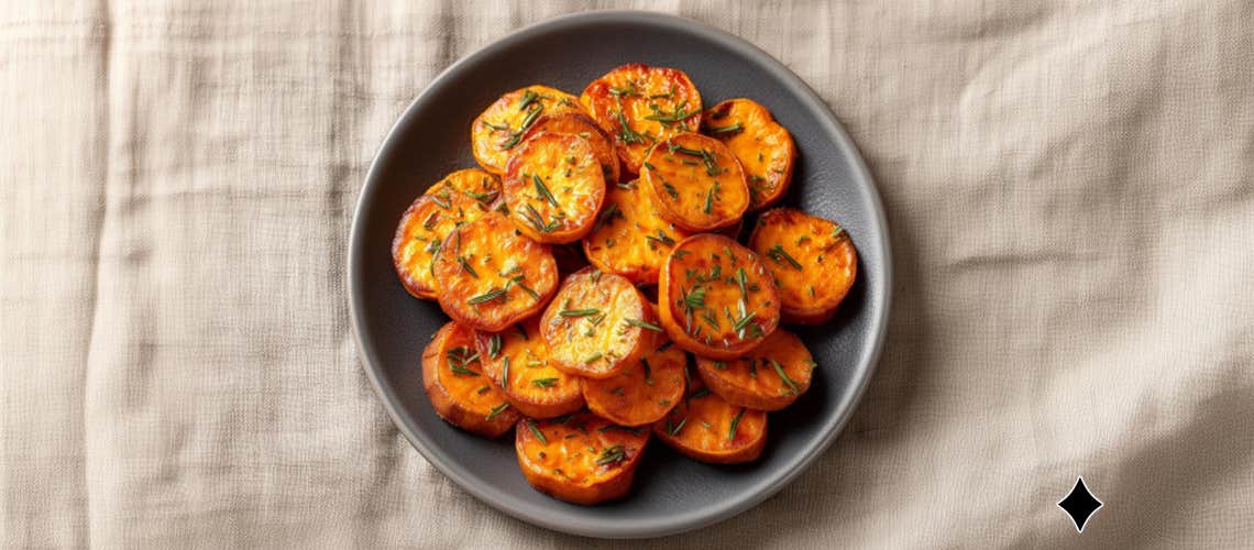 109_Karamellisierte_Sueßkartoffel_mit_Rosmarin_und_Ahornsirup Karamellisierte Süßkartoffel mit Rosmarin und Ahornsirup