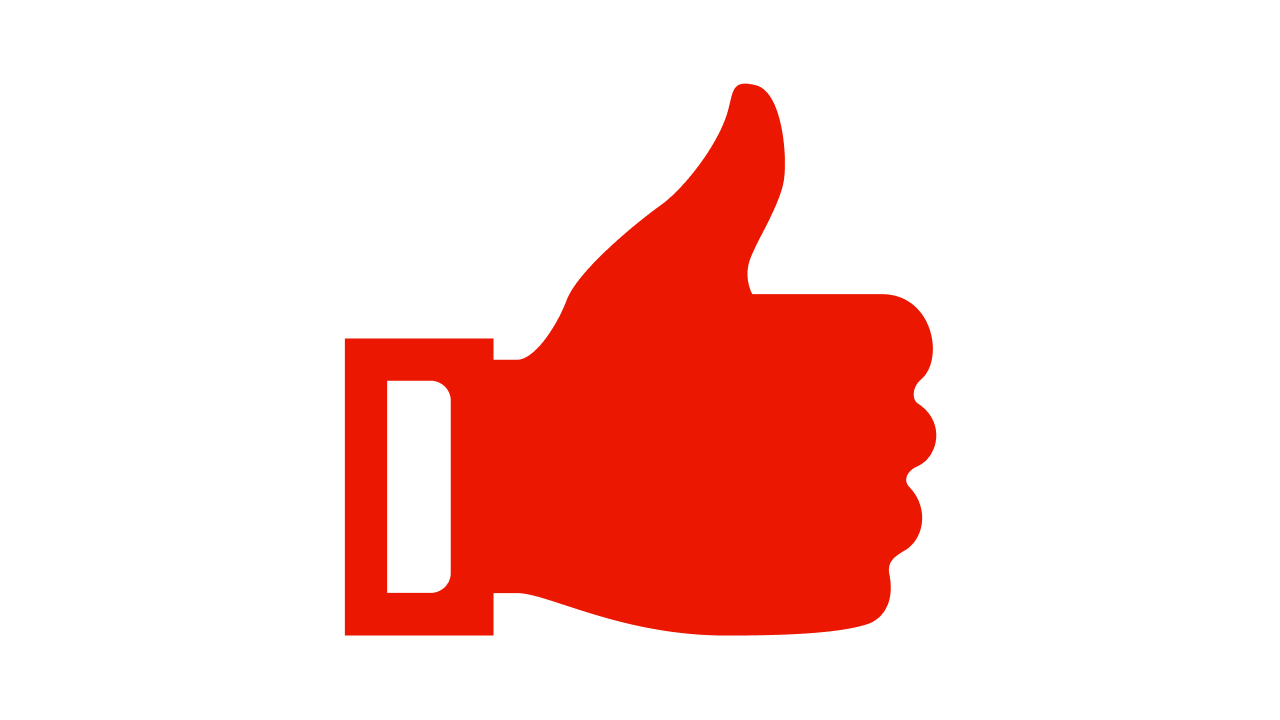 Rotes Icon einer Hand mit einem Daumen hoch