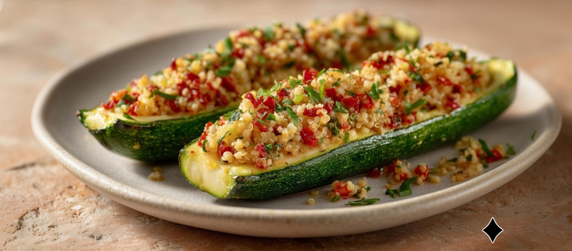 Gefüllte Zucchini mit Bulgur und Kräutern