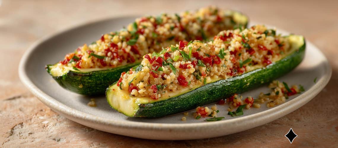 082_Gefuellte_Zucchini_mit_Bulgur_und_Kraeutern Gefüllte Zucchini mit Bulgur und Kräutern