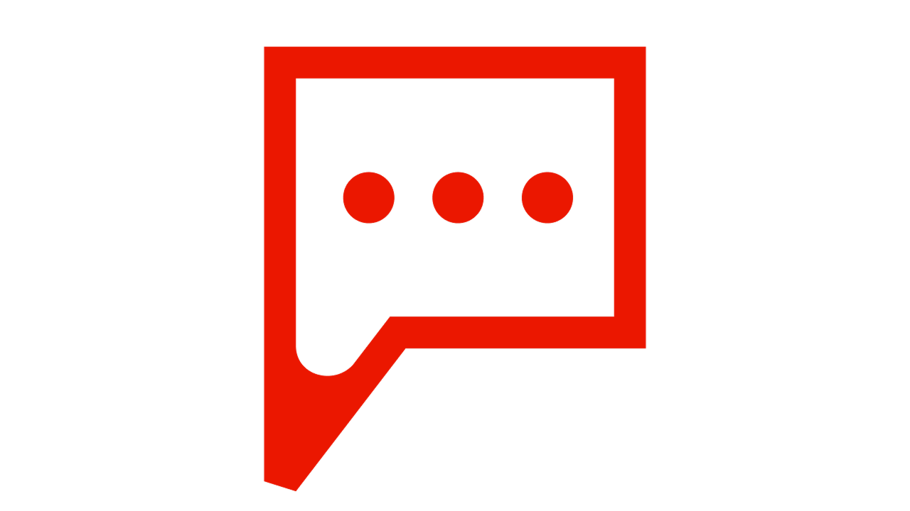 Rotes Icon einer Sprechblase, welche 3 Punkte in der Mitte zeigt