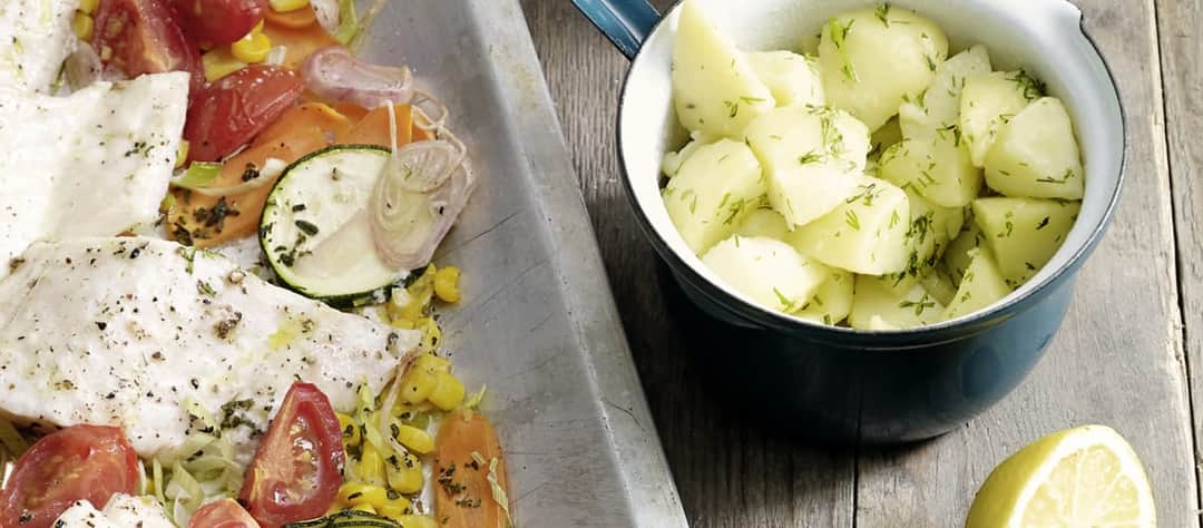 Zander Recipe Zander im Gemüsebett mit Dillkartoffeln: Anti-inflammatorisches Rezept