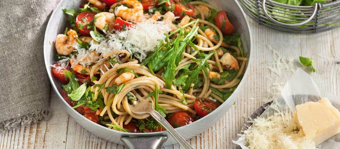 Gesunde Ernährung bei Schuppenflechte - Rezept: Spaghetti Shrimps
