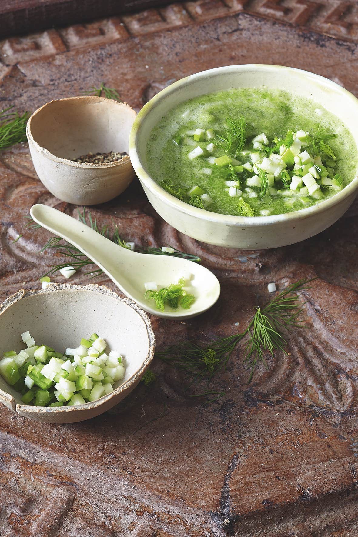 Rezepte bei Psoriasis & Psoriasis Arthritis: Gurken-Fenchel-Süppchen mit Dill und Äpfeln Gurken-Fenchel-Süppchen mit Dill und Äpfeln