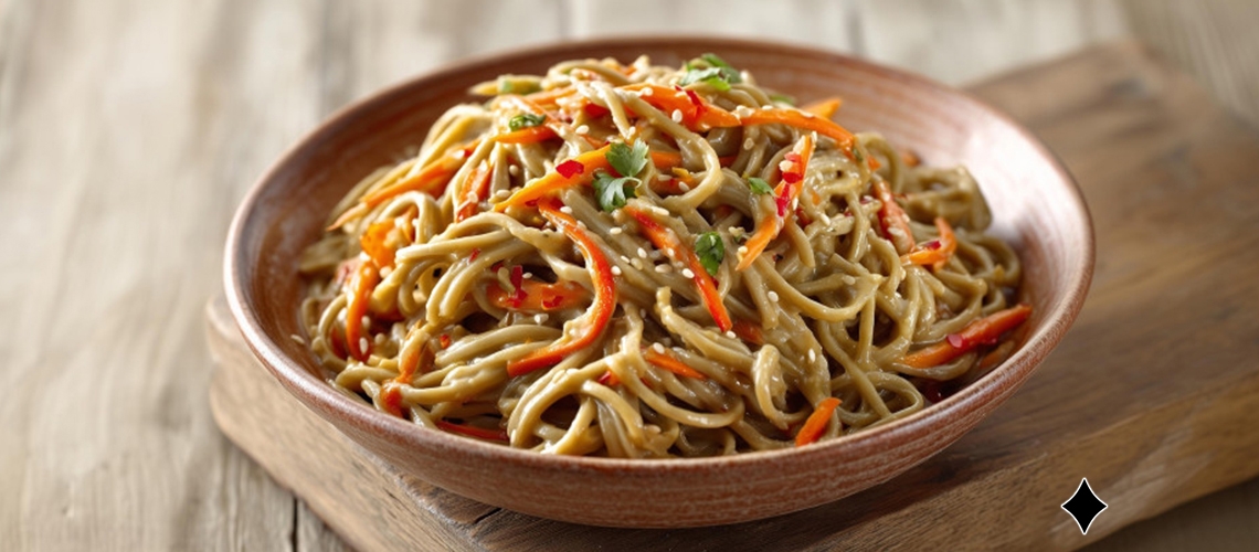 Soba-Nudeln mit Erdnuss-Ingwer-Soße