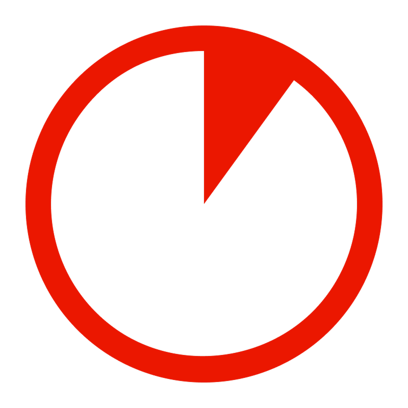 Rotes Icon eines kreisförmigen Diagramms, welches kaum ausgefüllt ist