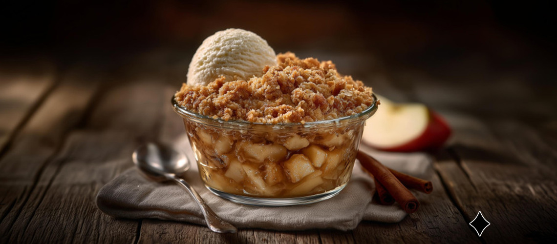 Ein gesundes Rezept: Warmer Apfel-Crumble mit Haferflocken